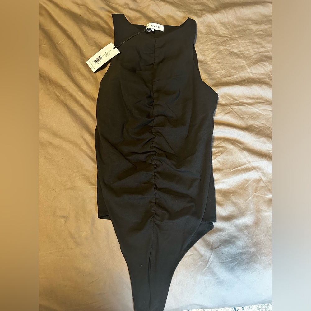 We Wore What Ruched Muscle Tank Bodysuit